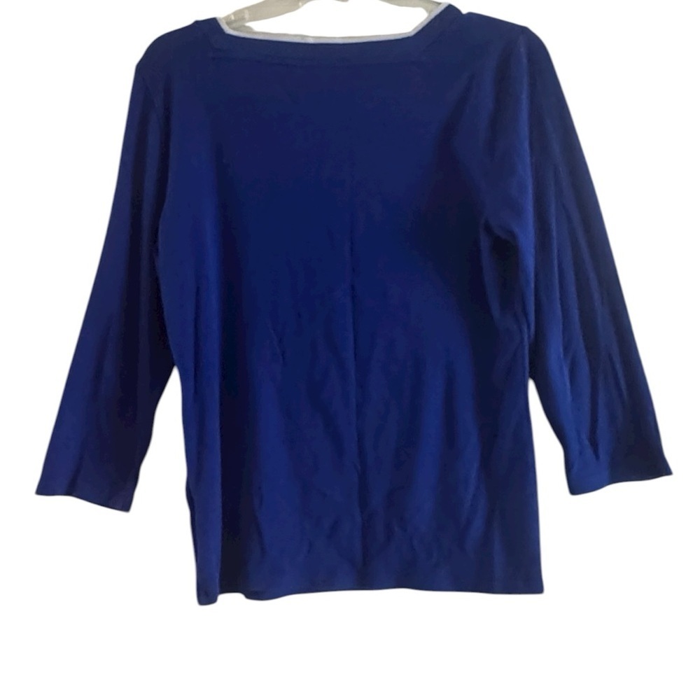 Lauren Ralph Lauren Royal Blue Boatneck Top with White Trim Size XL/TG - Picture 2 of 5
